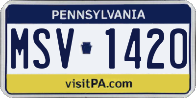 PA license plate MSV1420