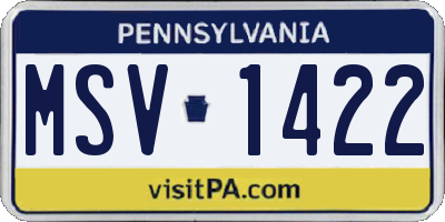 PA license plate MSV1422