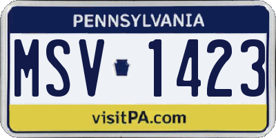 PA license plate MSV1423