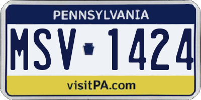 PA license plate MSV1424