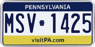 PA license plate MSV1425