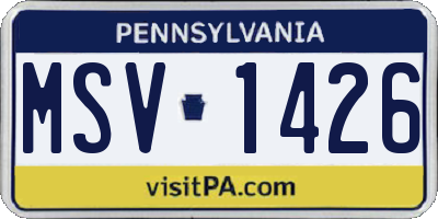 PA license plate MSV1426