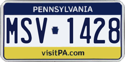 PA license plate MSV1428