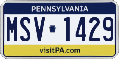 PA license plate MSV1429