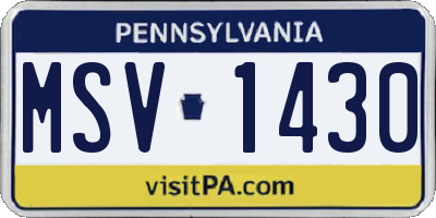 PA license plate MSV1430