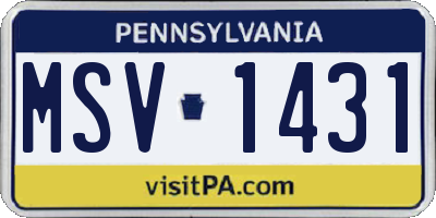PA license plate MSV1431