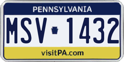 PA license plate MSV1432