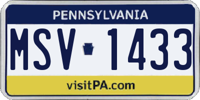 PA license plate MSV1433