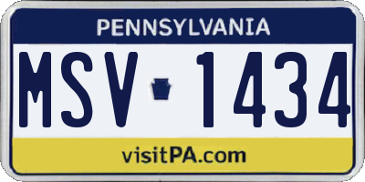 PA license plate MSV1434