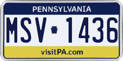 PA license plate MSV1436