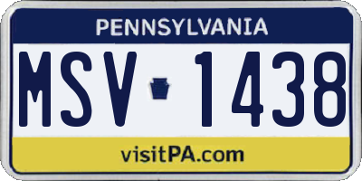 PA license plate MSV1438