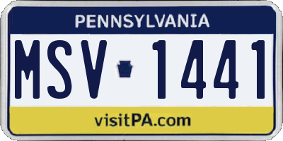 PA license plate MSV1441