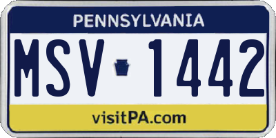 PA license plate MSV1442