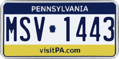 PA license plate MSV1443