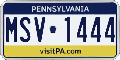 PA license plate MSV1444