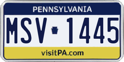 PA license plate MSV1445