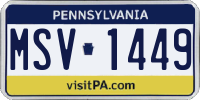 PA license plate MSV1449