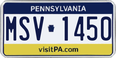 PA license plate MSV1450
