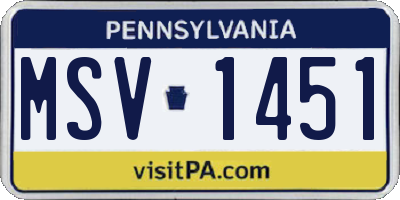 PA license plate MSV1451