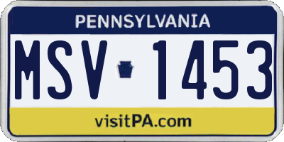 PA license plate MSV1453