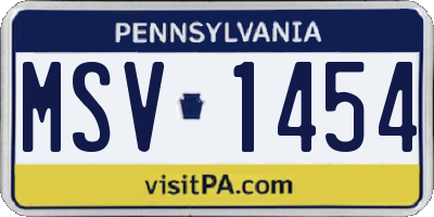 PA license plate MSV1454