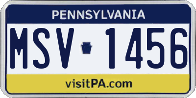 PA license plate MSV1456