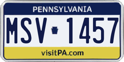 PA license plate MSV1457