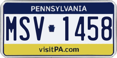 PA license plate MSV1458