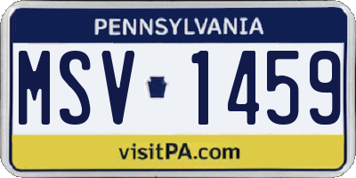 PA license plate MSV1459