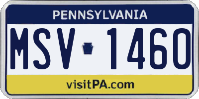 PA license plate MSV1460