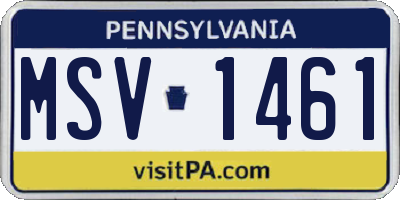 PA license plate MSV1461