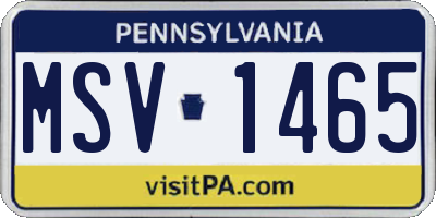 PA license plate MSV1465
