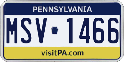 PA license plate MSV1466