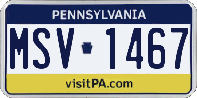 PA license plate MSV1467