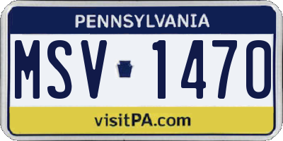 PA license plate MSV1470