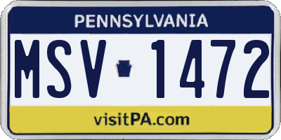 PA license plate MSV1472