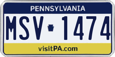 PA license plate MSV1474