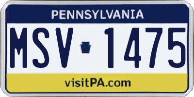 PA license plate MSV1475