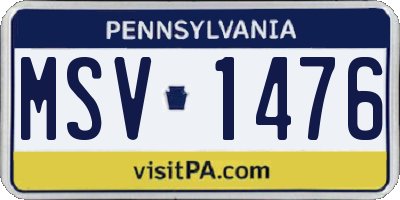 PA license plate MSV1476