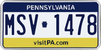PA license plate MSV1478