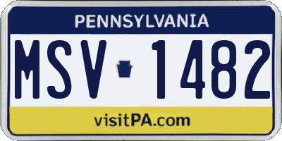 PA license plate MSV1482