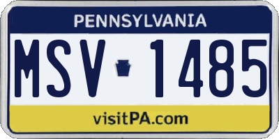 PA license plate MSV1485