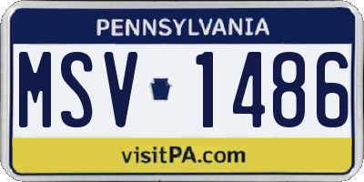 PA license plate MSV1486