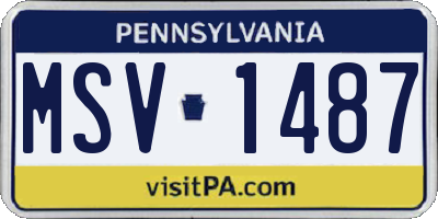 PA license plate MSV1487