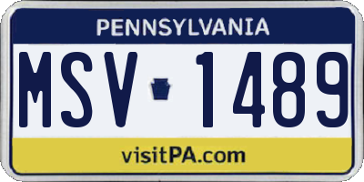 PA license plate MSV1489