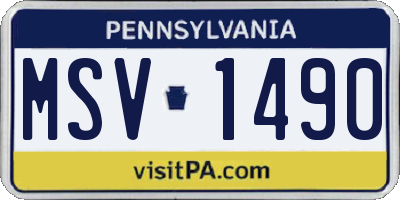 PA license plate MSV1490
