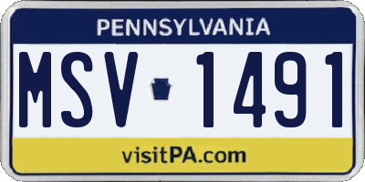 PA license plate MSV1491