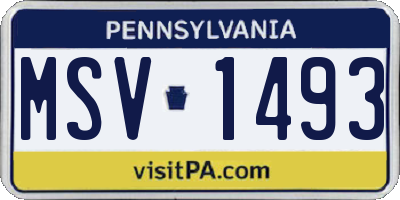 PA license plate MSV1493