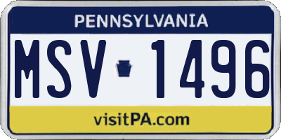 PA license plate MSV1496