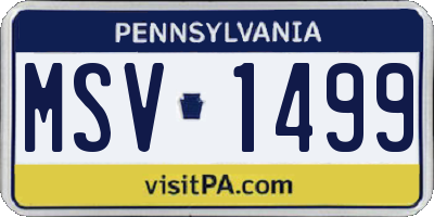 PA license plate MSV1499
